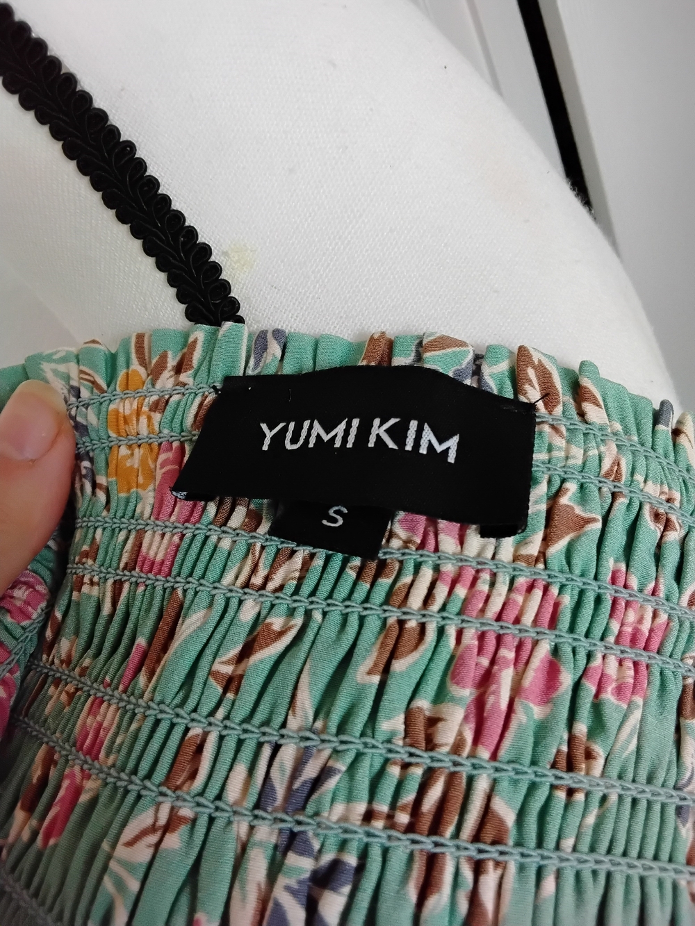 NWOT Yumi Kim Mint Floral Puff-Sleeve Smocked Maxi Dress - Picture 3 of 3